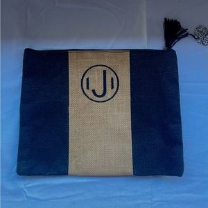 monogram "J" makeup bag